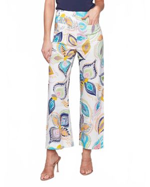 Charlie b Printed Cropped Straight Leg Pants - Blue
