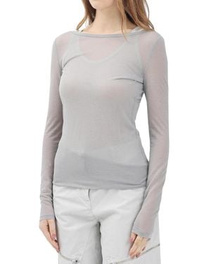Pinko Cotton Nylon Double Brushed T-Shirt - Gray