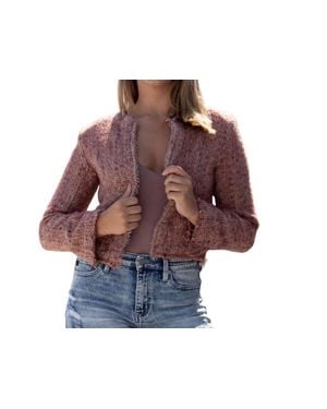 Dress Forum Woven Open Front Jewel Blazer - Purple