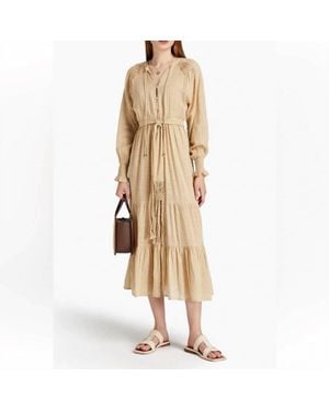 Tigerlily Emine Gathered Cotton Gauze Midi Dress - Natural