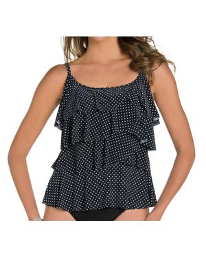 Miraclesuit Pin Point Tiering Up Tankini Top - Black