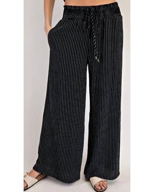 Eesome Striped Straight Leg Pants - Black