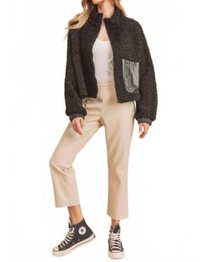 AEMI + CO Penny Vegan Sherpa Jacket - Black