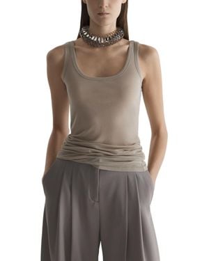 Mugler Minimalist Crew Neck Knit Top - Gray