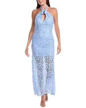 Rene Ruiz Lace Halter Midi Dress - Blue