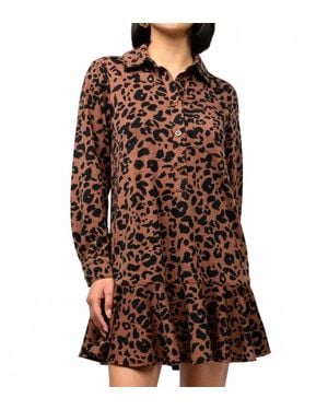 Uncle Frank Leopard Printed Ruffled Dress - Brown