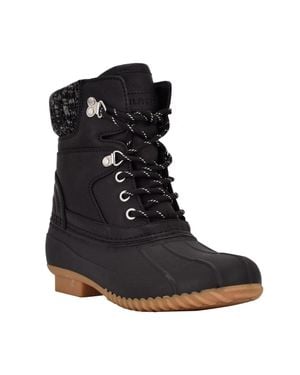 Tommy Hilfiger Rainah Boots Round Toe Duck Bootie Lion49 - Black