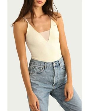 By Together Sheer-Paneled Stretch-Jersey Top - Blue