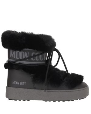 Moon Boot Ltrack Tube Faux Fur Ankle Boots With Thermoplastic Rubber Midsole - Black