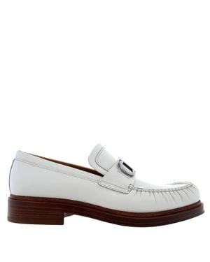 Ferragamo Ferragamo Duccio Leather Gancini Loafers, Size 9 Ee - White