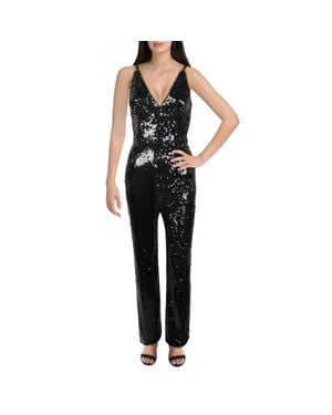 Dress the Population V Neck Sequined Jumpsuit - Black