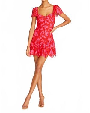 Monique Lhuillier Flutter Sleeve Fit And Flare Mini Dress - Red