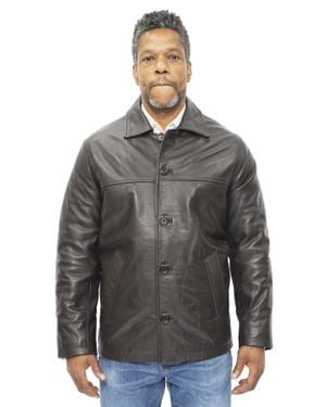 Infinity Leather Cowhide Leather Box Jacket-Mendoza - Gray
