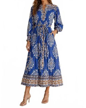J joy Floral Midi Dress - Blue