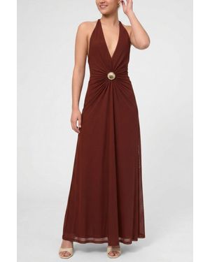 Rachel Roy Sabella Mesh Halter Maxi Dress - Red