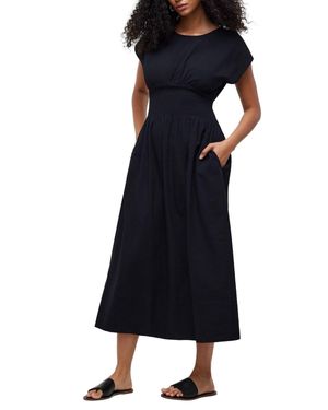 Madewell Smocked Waist Midi Dress - Black