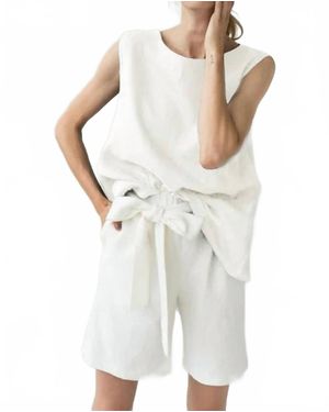 La Muse Linen Tank - White