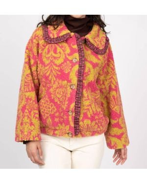 Ivy Jane Scroll Sherpa Print Jacket - Orange