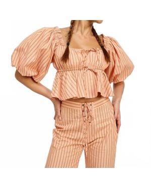 JACQUIE THE LABEL Soft Glow Stripe Blouse - Brown