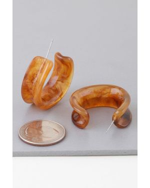 Fashnzfab Multi Marble Stone Hoop Earrings - Brown