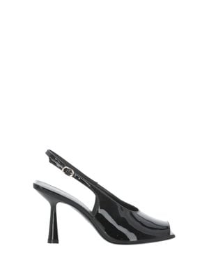 Stuart Weitzman Val 85 Polished Leather Slingback - Black