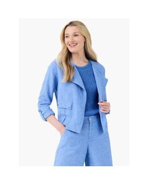 NIC+ZOE Nic+Zoe Rumba Moto Jacket Linen Open Front Long Sleeve Ups975 - Blue