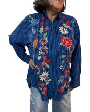 Johnny Was Marissa Relaxed Oversized Tunic Top - Blue
