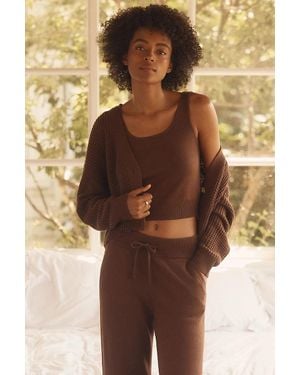 Eberjey Crop Cardigan Sweater - Brown