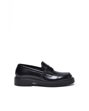 Fabi Polished Brushed Leather Loafers - Blue