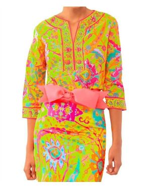 Gretchen Scott Cotton Split Neck Tunic - Yellow