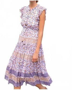 Oliphant Cinched Flirty Midi Dress - Purple