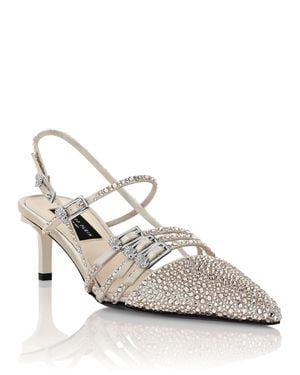 Philipp Plein Multi-Strap Mid-Heel Slingbacks 5 Mix Strass - White