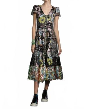 In Earnest Sequined Floral Party Dress - Multicolor