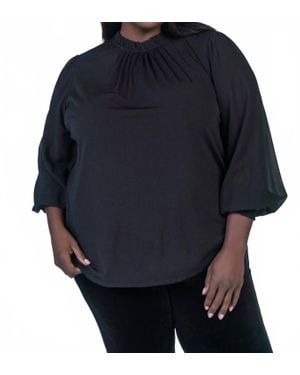 Marée Pour Toi Knit Top With Chiffon Sleeves - Blue