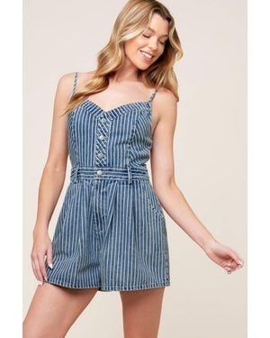 TRUEDAMES Keep It Stylish Denim Romper - Blue