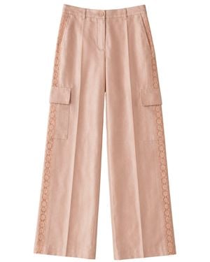 Blugirl Blumarine Wide-Leg Lace Detail Cargo Pants - Pink