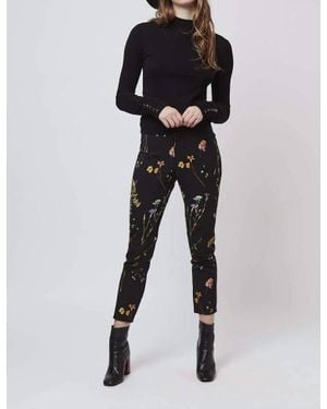 TOPSHOP Floral Print Slim Pants - Black