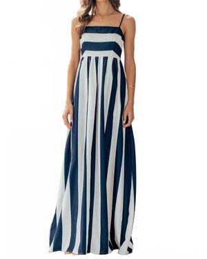 Urban Daizy Striped Smocked Back Dress - Blue