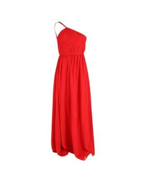 Lanvin One-Shoulder Plisse Gown - Red