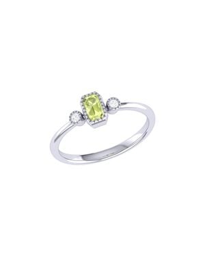 LMJ Fine Jewelry Emerald Cut Peridot & Diamond Birthstone Ring - White