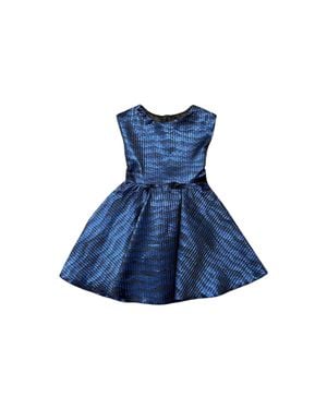 Dolls & Divas Couture Girls Jacquard Cap Sleeve Party Dress - Blue