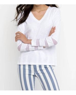 Lisa Todd Mesh Fest V Neck Long Sleeve Top - White