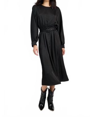 Sadie & Sage Mood Boost Dolman Sleeve Belted Midi Dress - Black