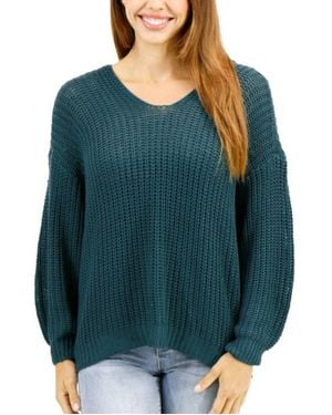 Grace and Lace Boyfriend Slouchy Knit Sweater - Green