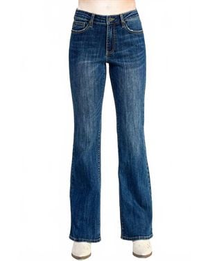 Saige Denim Mid Rise Skinny Bootcut Jeans - Blue