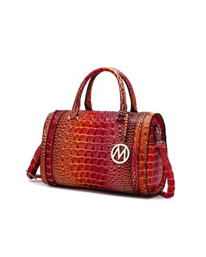 MKF Collection by Mia K Eleanor Gradient Faux Crocodile-Embossed Vegan Leather Satchel By Mia K - Red