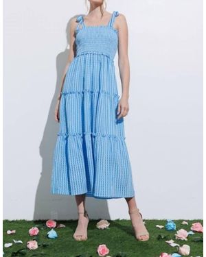 Aaron & Amber Smocked Maxi Dress - Blue