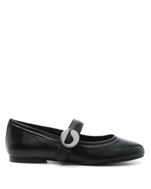 Coperni Leather Ballerina Flats With Strap - Black