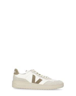 Veja V-90 Suede Inserts Leather Sneakers - White