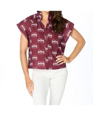 Stewart Simmons Mississippi State Poplin Blouse - Red